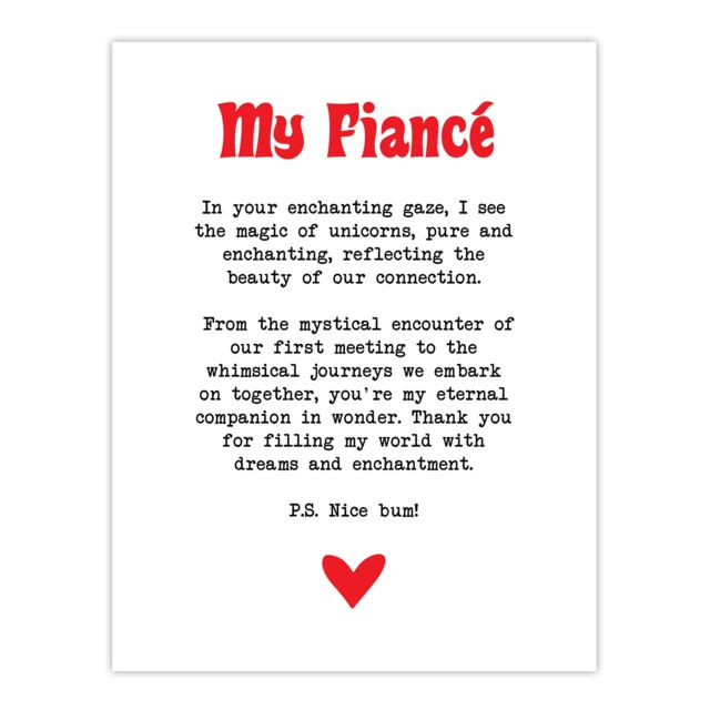 "Artery8 Love Poem Unicorn Magic Fiancé Romantic Poetry Wall Art Print in White - Size: W24"" x H32""" - image 1