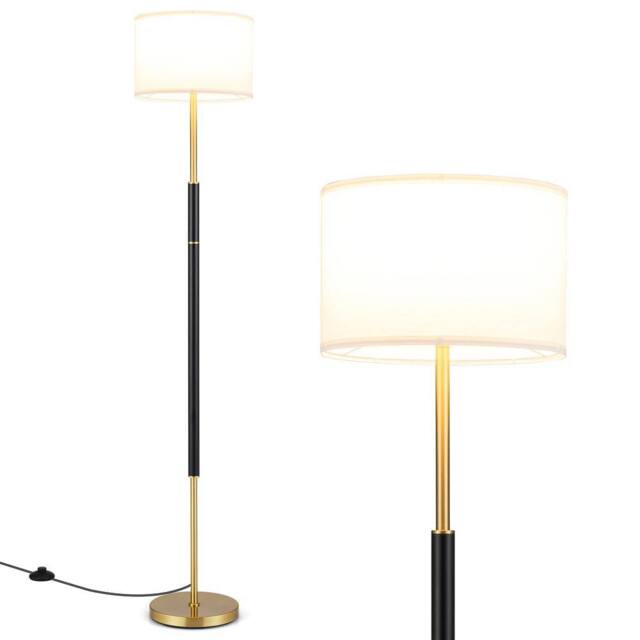 Gymax Freestanding Tall Pole Lampshade Modern Floor Lamp With Foot Switch in Gold - image 1