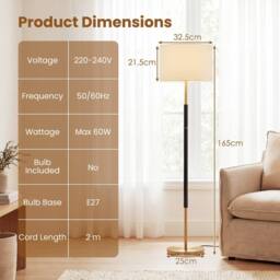 Gymax Freestanding Tall Pole Lampshade Modern Floor Lamp With Foot Switch in Gold - thumbnail 2