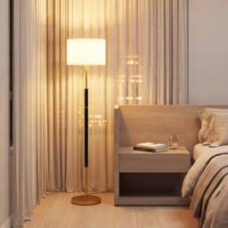 Gymax Freestanding Tall Pole Lampshade Modern Floor Lamp With Foot Switch in Gold - thumbnail 8