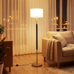 Gymax Freestanding Tall Pole Lampshade Modern Floor Lamp With Foot Switch in Gold - thumbnail 7
