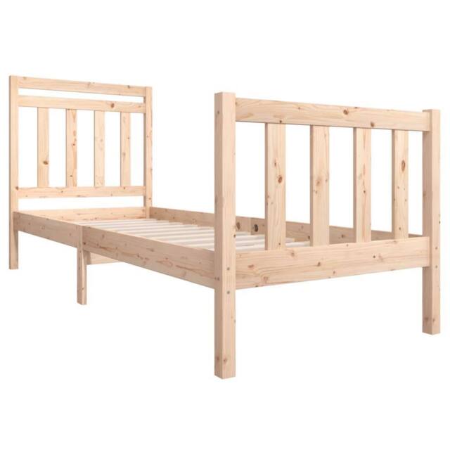 Berkfield Home Beautiful Bed Frame 75x190 cm Small Single Solid Wood in Natural - image 1