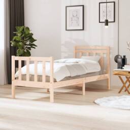 Berkfield Home Beautiful Bed Frame 75x190 cm Small Single Solid Wood in Natural - thumbnail 2