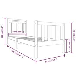 Berkfield Home Beautiful Bed Frame 75x190 cm Small Single Solid Wood in Natural - thumbnail 9