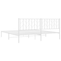 Berkfield Home Metal Bed Frame without Mattress with Headboard White 193x203cm - Size: 193x203 cm - thumbnail 8