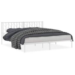 Berkfield Home Metal Bed Frame without Mattress with Headboard White 193x203cm - Size: 193x203 cm - thumbnail 1