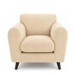 SOFASELECTION UK Harlow Jumbo Cord Cuddle Chair, Modern Tailored Wide Armchair in Cream - Size: 1 Pack