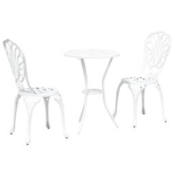 Berkfield Home 3-Piece Garden Bistro Set - White Cast Aluminum - thumbnail 1