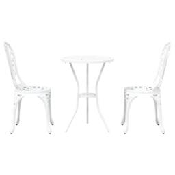 Berkfield Home 3-Piece Garden Bistro Set - White Cast Aluminum - thumbnail 6