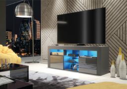 Creative Furniture Pulse TV Unit 145cm - A Stylish & Practical Cabinet with Gloss Doors & LED Lights in Dark Grey - thumbnail 4