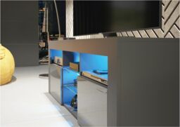 Creative Furniture Pulse TV Unit 145cm - A Stylish & Practical Cabinet with Gloss Doors & LED Lights in Dark Grey - thumbnail 5