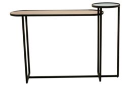 Orsina Console Table, Dual‑Tier Smoked Mirror Tops & Asymmetric Black Iron Frame, Quirky Minimalist Console - thumbnail 2