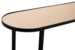 Orsina Console Table, Dual‑Tier Smoked Mirror Tops & Asymmetric Black Iron Frame, Quirky Minimalist Console - thumbnail 4