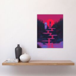 "Artery8 Full Moon Witch Ritual Neon Pink Fantasy Art Wall Art Print in Purple - Size: W12"" x H16""" - thumbnail 4
