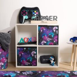 OHS Gaming Storage Boxes Pack of 2 Folding Space Saving Shoe Toy Cube Set in Black - thumbnail 2