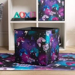 OHS Gaming Storage Boxes Pack of 2 Folding Space Saving Shoe Toy Cube Set in Black - thumbnail 3
