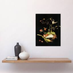 "Artery8 Stylised Still Life with Bird Audsley Vintage Wall Art Print Poster in Black - Size: W18"" x H24""" - thumbnail 4