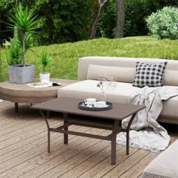 Havendro Metal Garden Coffee Table with Slatted Top Brown - Size: 100 cm x 100 cm - thumbnail 3