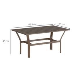 Havendro Metal Garden Coffee Table with Slatted Top Brown - Size: 100 cm x 100 cm - thumbnail 2