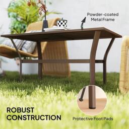 Havendro Metal Garden Coffee Table with Slatted Top Brown - Size: 100 cm x 100 cm - thumbnail 7