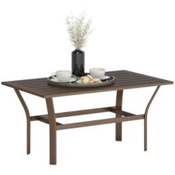 Havendro Metal Garden Coffee Table with Slatted Top Brown - Size: 100 cm x 100 cm - thumbnail 5