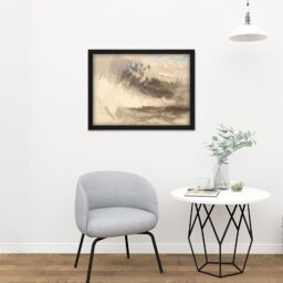 "Artery8 Wall Art Print Turner Sky & Sea Painting Large Framed Wall Décor Art in Black - Size: W18"" x H24""" - thumbnail 2