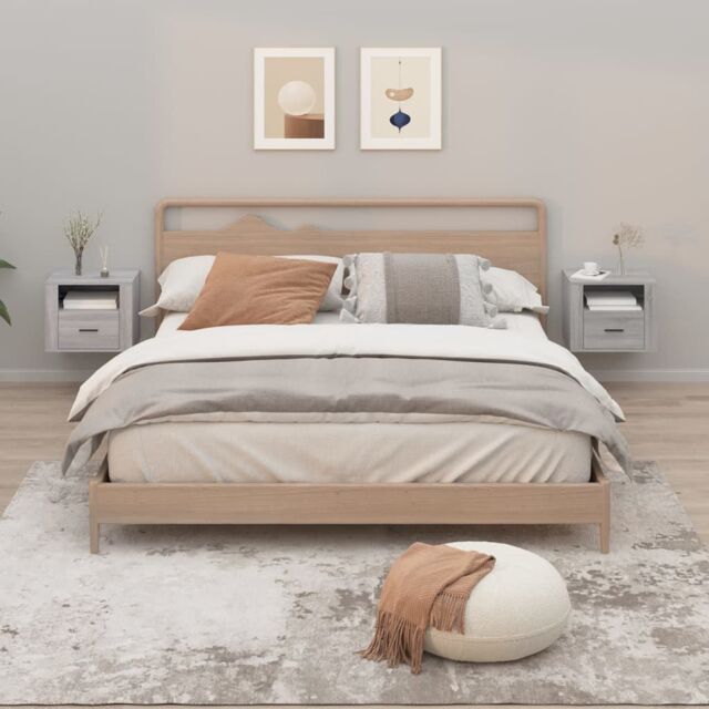 Berkfield Home Wall-mounted Bedside Cabinets 2 pcs Grey Sonoma 50x36x40 cm - Size: 50 x 36 x 40 cm - image 1