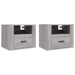 Berkfield Home Wall-mounted Bedside Cabinets 2 pcs Grey Sonoma 50x36x40 cm - Size: 50 x 36 x 40 cm - thumbnail 2
