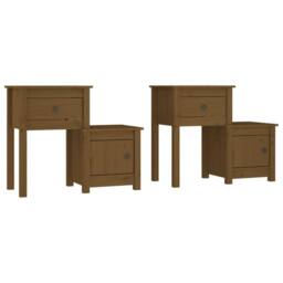 Berkfield Home Bedside Cabinet 2pcs Honey Brown 79.5x38x65.5cm Solid Wood Pine - Size: 79.5x38x65.5 cm - thumbnail 1