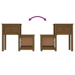 Berkfield Home Bedside Cabinet 2pcs Honey Brown 79.5x38x65.5cm Solid Wood Pine - Size: 79.5x38x65.5 cm - thumbnail 6