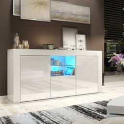 FORGEVIO White Matt Body & White Gloss Doors TV Unit Cabinet - Size: 0.6m2 - thumbnail 4