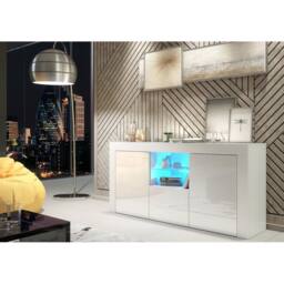 FORGEVIO White Matt Body & White Gloss Doors TV Unit Cabinet - Size: 0.6m2 - thumbnail 2