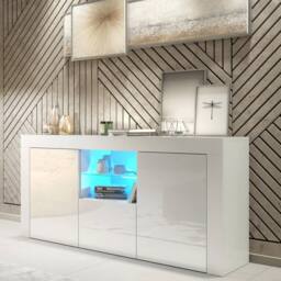 FORGEVIO White Matt Body & White Gloss Doors TV Unit Cabinet - Size: 0.6m2 - thumbnail 5