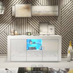 FORGEVIO White Matt Body & White Gloss Doors TV Unit Cabinet - Size: 0.6m2 - thumbnail 1