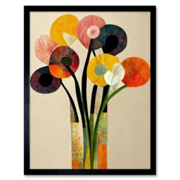 "Artery8 Wall Art Print Spring Flowers Floral Bouquet Abstract Vase Boho Art Framed - Size: W12"" x H16""" - thumbnail 1