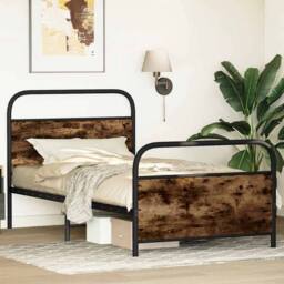 Berkfield Home Bed Frame Without Mattress 107x203 cm Smoked Oak Engineered Wood in Brown - thumbnail 4