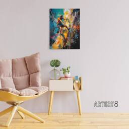 "Artery8 Mountain Cliff Rock Climber Colourful Canvas Wall Art Print - Size: W24"" x H32""" - thumbnail 3