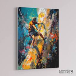 "Artery8 Mountain Cliff Rock Climber Colourful Canvas Wall Art Print - Size: W24"" x H32""" - thumbnail 2
