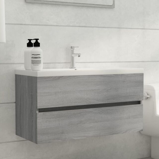 Berkfield Home Sink Cabinet Grey Sonoma 90x38.5x45 cm Engineered Wood - image 1