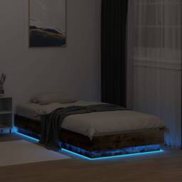 Berkfield Home Bed Frame Frame with LED Lights Smoked Oak 75x190 cm Small Single in Brown - thumbnail 5