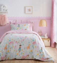 Martex Fairyland Kids Eyelet Curtains in Pink - Size: 167 cm width x 183 cm drop - thumbnail 2