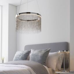 Loops Circular Ceiling Pendant Light Fitting - Chrome Plate & Silver Waterfall Chains in Metallics - thumbnail 3