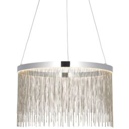 Loops Circular Ceiling Pendant Light Fitting - Chrome Plate & Silver Waterfall Chains in Metallics