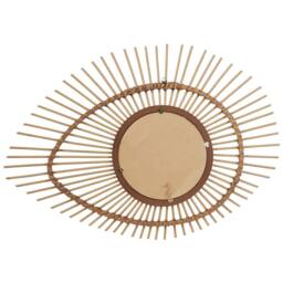 Wyld and Coco Eye-Shaped Bamboo Wall Mirror - Rustic Modern Horizontal Frame in Brown - thumbnail 3