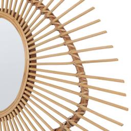 Wyld and Coco Eye-Shaped Bamboo Wall Mirror - Rustic Modern Horizontal Frame in Brown - thumbnail 5