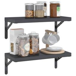 Berkfield Home Wall Shelves 2 pcs 50x23.5 cm Black Stainless Steel - thumbnail 4
