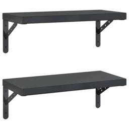 Berkfield Home Wall Shelves 2 pcs 50x23.5 cm Black Stainless Steel - thumbnail 2