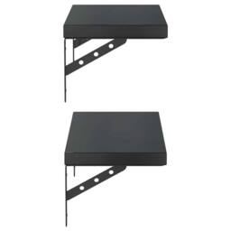 Berkfield Home Wall Shelves 2 pcs 50x23.5 cm Black Stainless Steel - thumbnail 6