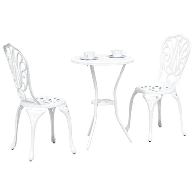 Berkfield Home White 3-Piece Garden Bistro Set - White Cast Aluminum - image 1