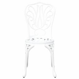 Berkfield Home White 3-Piece Garden Bistro Set - White Cast Aluminum - thumbnail 7